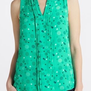 41 Hawthorn Sleeveless V-Neck Tank in Bright Teal Polka Dot